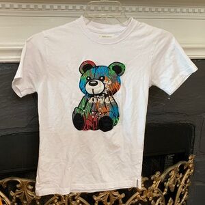 FWRD DENIM NY Plein White Tee with Colorful Bear Graphic